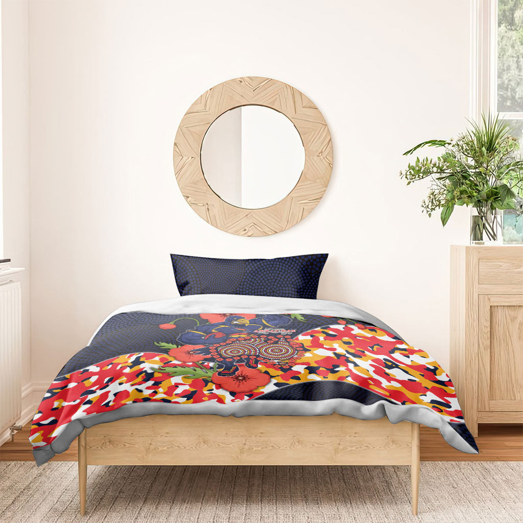 Adelaide Crows ANZAC Day Tribute Bedding Set Indigenous Dot Art Poppy Remembrance Football Warrior