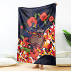Adelaide Crows ANZAC Day Tribute Blanket Indigenous Dot Art Poppy Remembrance Football Warrior