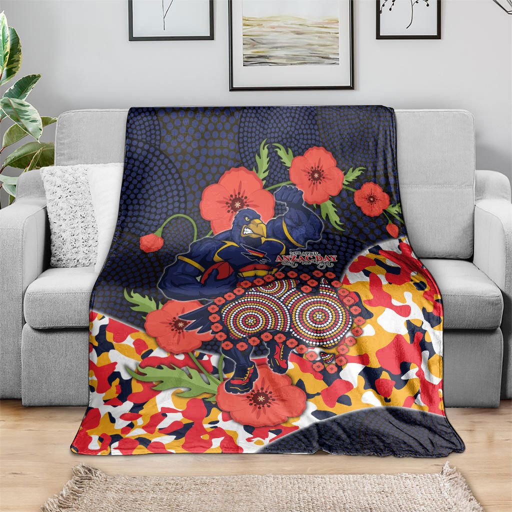 Adelaide Crows ANZAC Day Tribute Blanket Indigenous Dot Art Poppy Remembrance Football Warrior