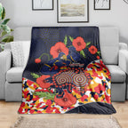 Adelaide Crows ANZAC Day Tribute Blanket Indigenous Dot Art Poppy Remembrance Football Warrior