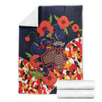 Adelaide Crows ANZAC Day Tribute Blanket Indigenous Dot Art Poppy Remembrance Football Warrior