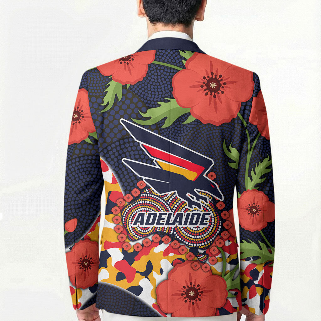 Adelaide Crows ANZAC Day Tribute Blazer Indigenous Dot Art Poppy Remembrance Football Warrior