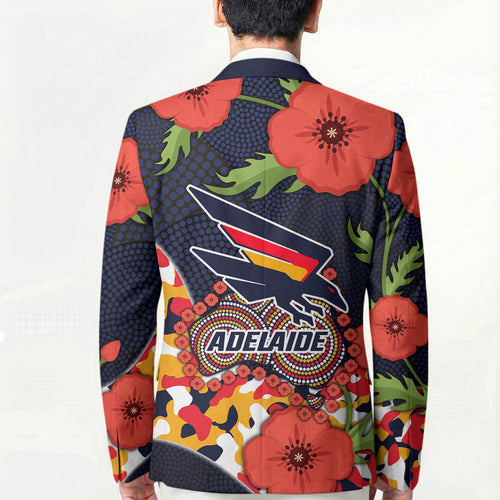 Adelaide Crows ANZAC Day Tribute Blazer Indigenous Dot Art Poppy Remembrance Football Warrior