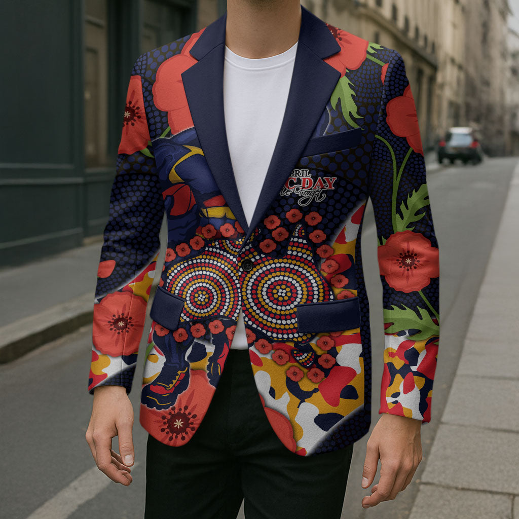 Adelaide Crows ANZAC Day Tribute Blazer Indigenous Dot Art Poppy Remembrance Football Warrior