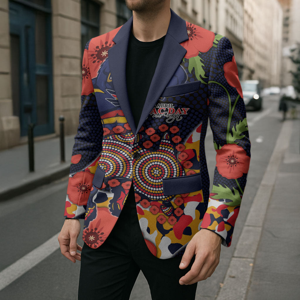 Adelaide Crows ANZAC Day Tribute Blazer Indigenous Dot Art Poppy Remembrance Football Warrior