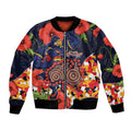 Adelaide Crows ANZAC Day Tribute Bomber Jacket Indigenous Dot Art Poppy Remembrance Football Warrior