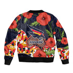Adelaide Crows ANZAC Day Tribute Bomber Jacket Indigenous Dot Art Poppy Remembrance Football Warrior