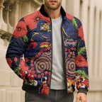Adelaide Crows ANZAC Day Tribute Bomber Puffer Jacket Indigenous Dot Art Poppy Remembrance Football Warrior
