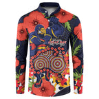 Adelaide Crows ANZAC Day Tribute Button Sweatshirt Indigenous Dot Art Poppy Remembrance Football Warrior