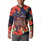 Adelaide Crows ANZAC Day Tribute Button Sweatshirt Indigenous Dot Art Poppy Remembrance Football Warrior