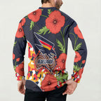 Adelaide Crows ANZAC Day Tribute Button Sweatshirt Indigenous Dot Art Poppy Remembrance Football Warrior