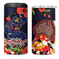 Adelaide Crows ANZAC Day Tribute 4 in 1 Can Cooler Tumbler Indigenous Dot Art Poppy Remembrance Football Warrior