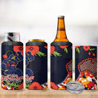 Adelaide Crows ANZAC Day Tribute 4 in 1 Can Cooler Tumbler Indigenous Dot Art Poppy Remembrance Football Warrior