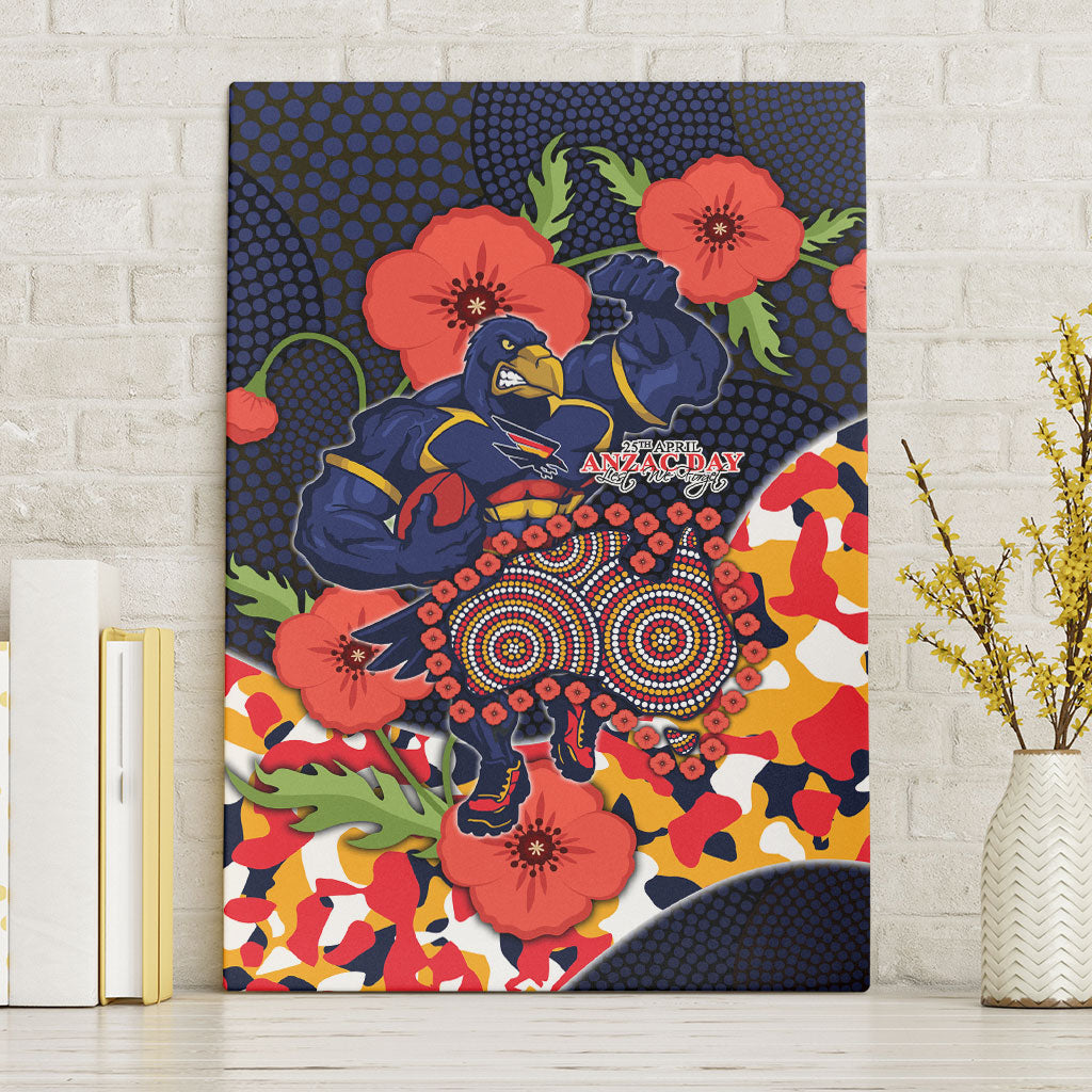Adelaide Crows ANZAC Day Tribute Canvas Wall Art Indigenous Dot Art Poppy Remembrance Football Warrior