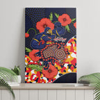 Adelaide Crows ANZAC Day Tribute Canvas Wall Art Indigenous Dot Art Poppy Remembrance Football Warrior