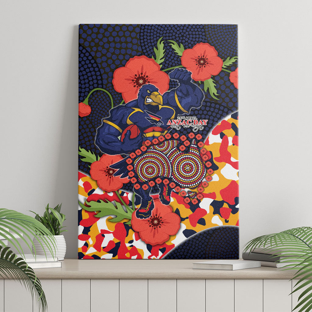 Adelaide Crows ANZAC Day Tribute Canvas Wall Art Indigenous Dot Art Poppy Remembrance Football Warrior
