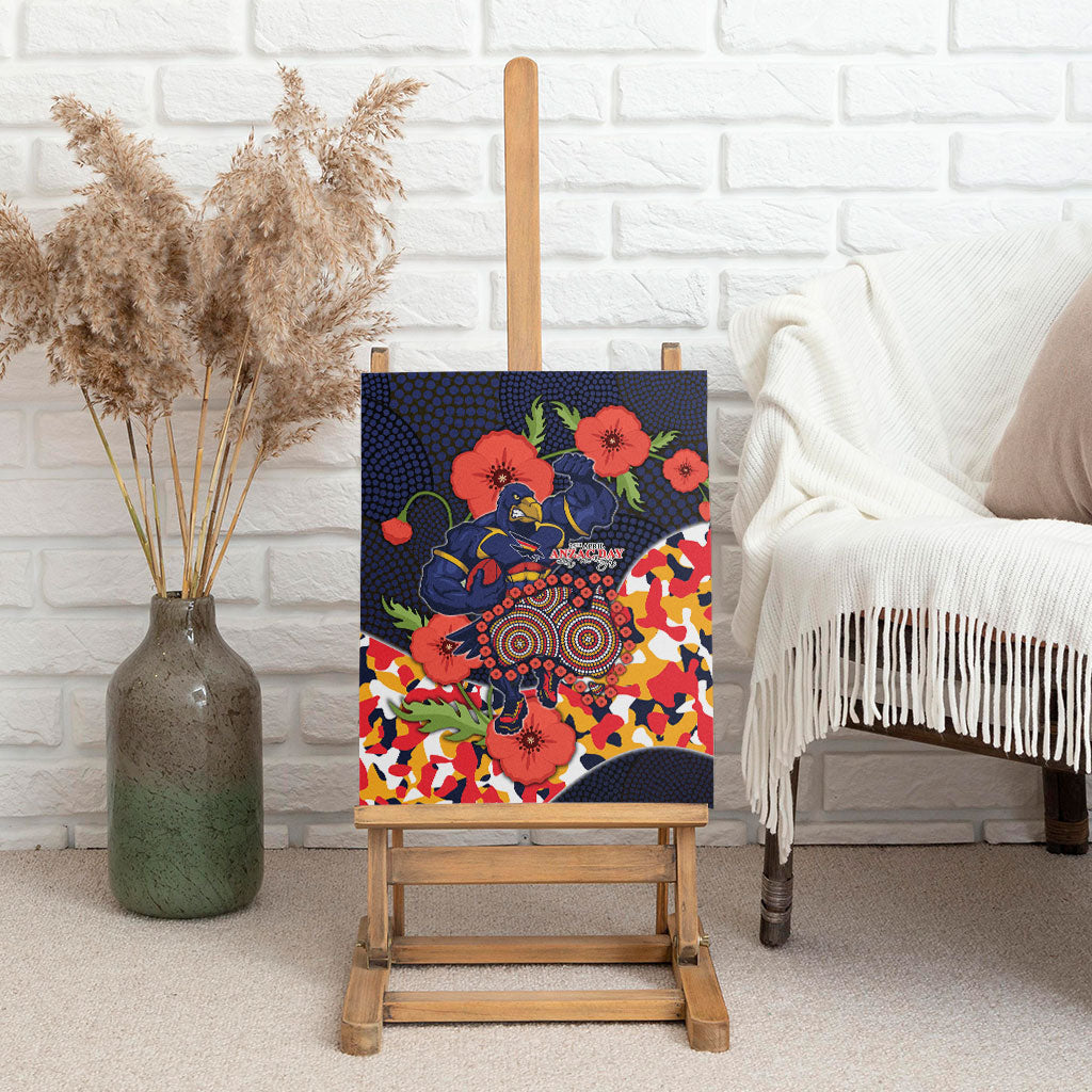 Adelaide Crows ANZAC Day Tribute Canvas Wall Art Indigenous Dot Art Poppy Remembrance Football Warrior