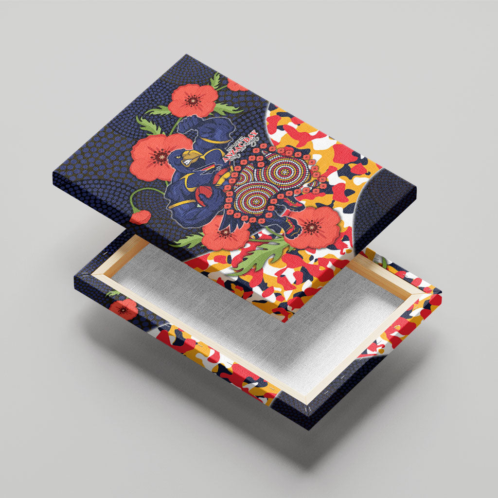 Adelaide Crows ANZAC Day Tribute Canvas Wall Art Indigenous Dot Art Poppy Remembrance Football Warrior