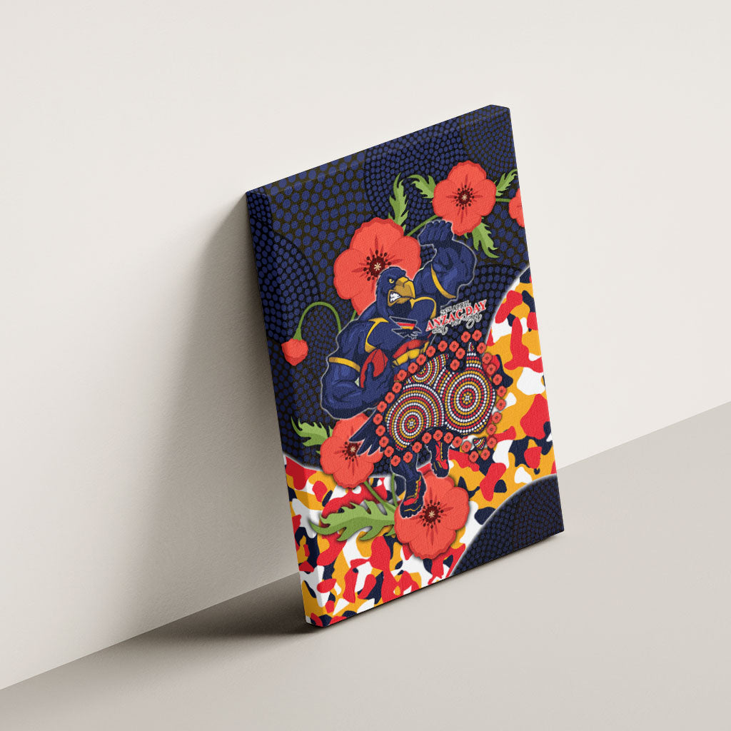 Adelaide Crows ANZAC Day Tribute Canvas Wall Art Indigenous Dot Art Poppy Remembrance Football Warrior
