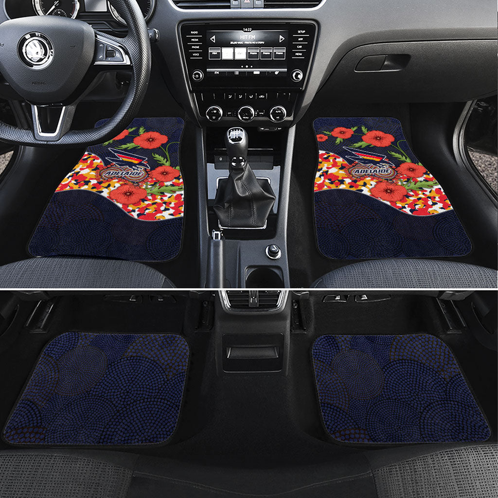 Adelaide Crows ANZAC Day Tribute Car Mats Indigenous Dot Art Poppy Remembrance Football Warrior