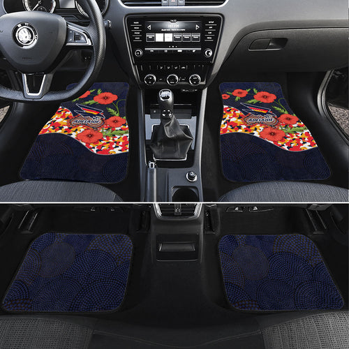 Adelaide Crows ANZAC Day Tribute Car Mats Indigenous Dot Art Poppy Remembrance Football Warrior
