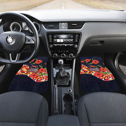 Adelaide Crows ANZAC Day Tribute Car Mats Indigenous Dot Art Poppy Remembrance Football Warrior