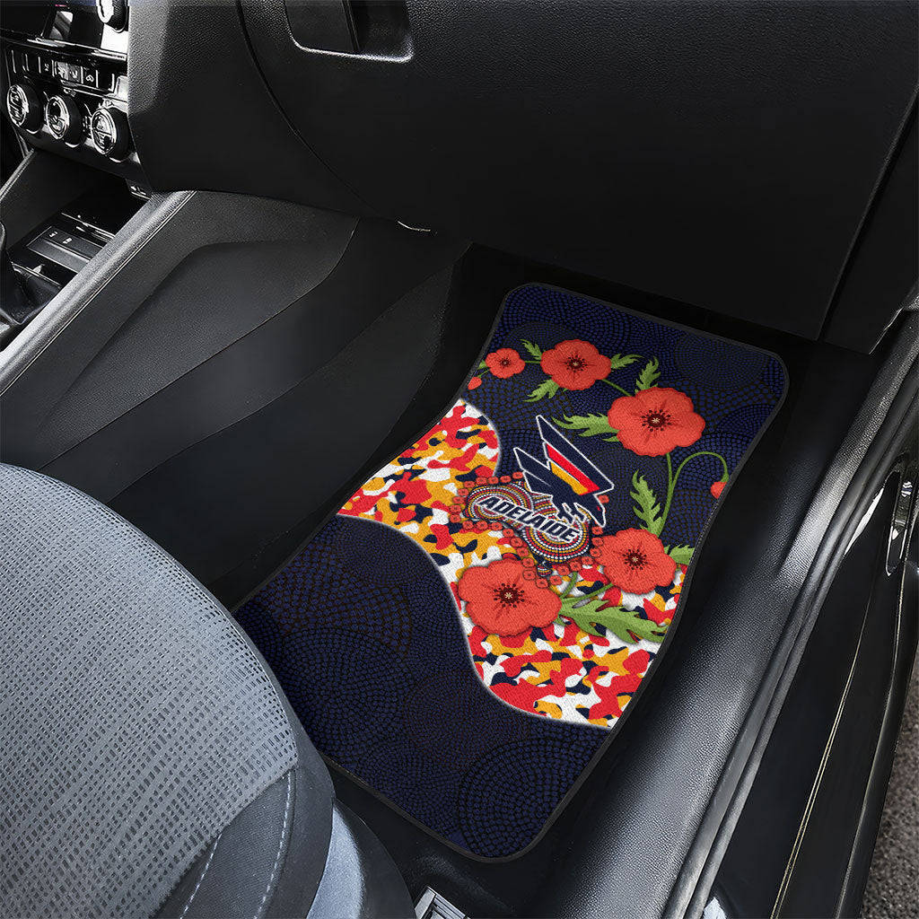 Adelaide Crows ANZAC Day Tribute Car Mats Indigenous Dot Art Poppy Remembrance Football Warrior