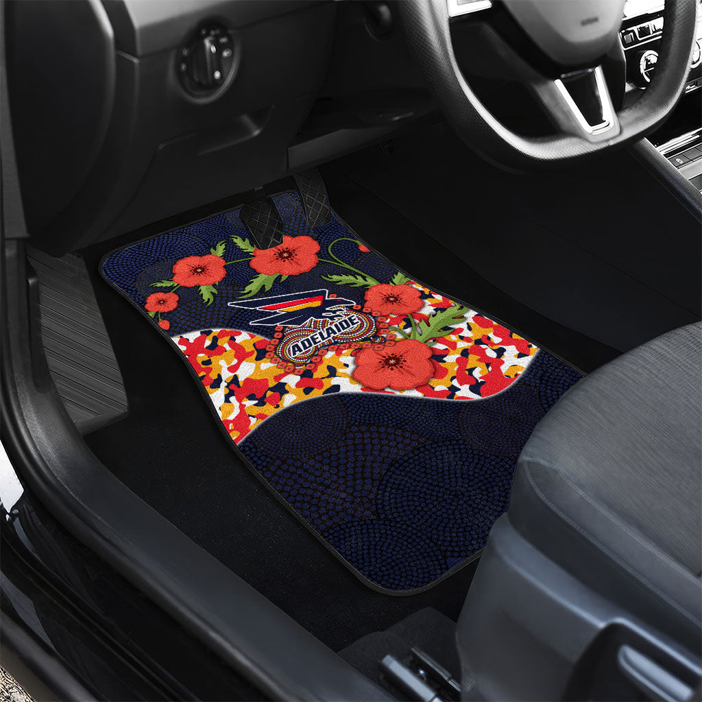 Adelaide Crows ANZAC Day Tribute Car Mats Indigenous Dot Art Poppy Remembrance Football Warrior