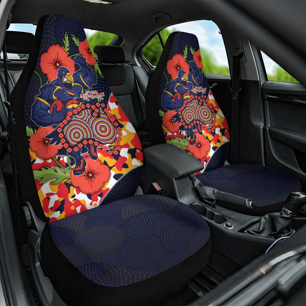 Adelaide Crows ANZAC Day Tribute Car Seat Cover Indigenous Dot Art Poppy Remembrance Football Warrior