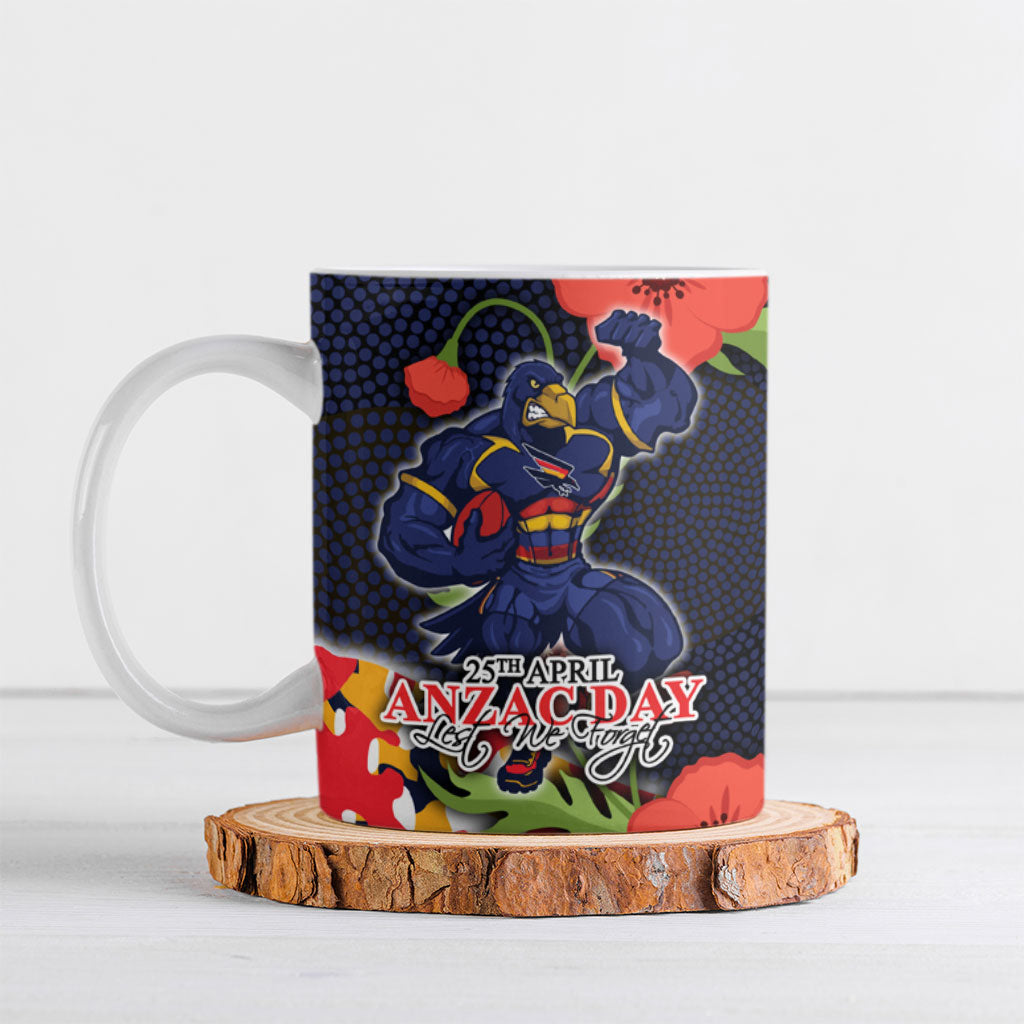 Adelaide Crows ANZAC Day Tribute Ceramic Mug Indigenous Dot Art Poppy Remembrance Football Warrior