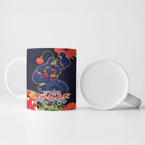 Adelaide Crows ANZAC Day Tribute Ceramic Mug Indigenous Dot Art Poppy Remembrance Football Warrior
