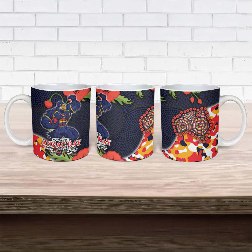 Adelaide Crows ANZAC Day Tribute Ceramic Mug Indigenous Dot Art Poppy Remembrance Football Warrior