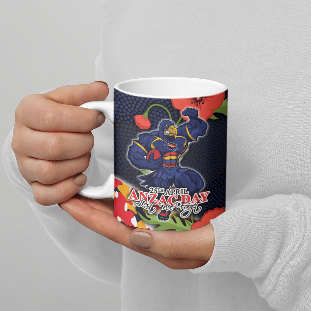 Adelaide Crows ANZAC Day Tribute Ceramic Mug Indigenous Dot Art Poppy Remembrance Football Warrior