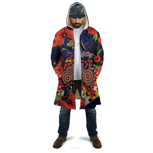 Adelaide Crows ANZAC Day Tribute Cloak Indigenous Dot Art Poppy Remembrance Football Warrior