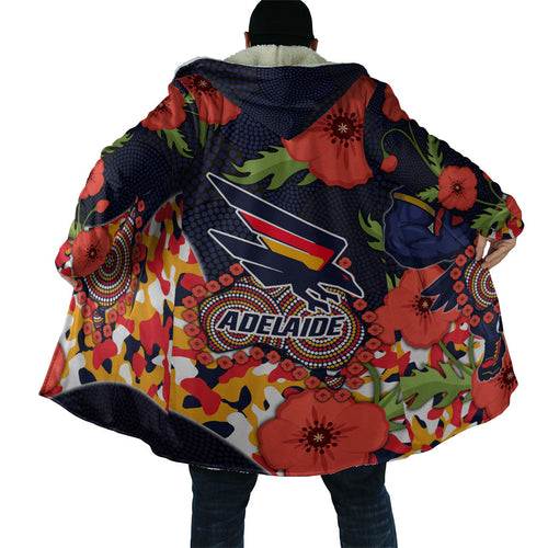 Adelaide Crows ANZAC Day Tribute Cloak Indigenous Dot Art Poppy Remembrance Football Warrior
