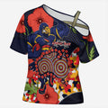 Adelaide Crows ANZAC Day Tribute Cross Shoulder Shirt Indigenous Dot Art Poppy Remembrance Football Warrior