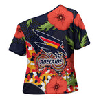 Adelaide Crows ANZAC Day Tribute Cross Shoulder Shirt Indigenous Dot Art Poppy Remembrance Football Warrior
