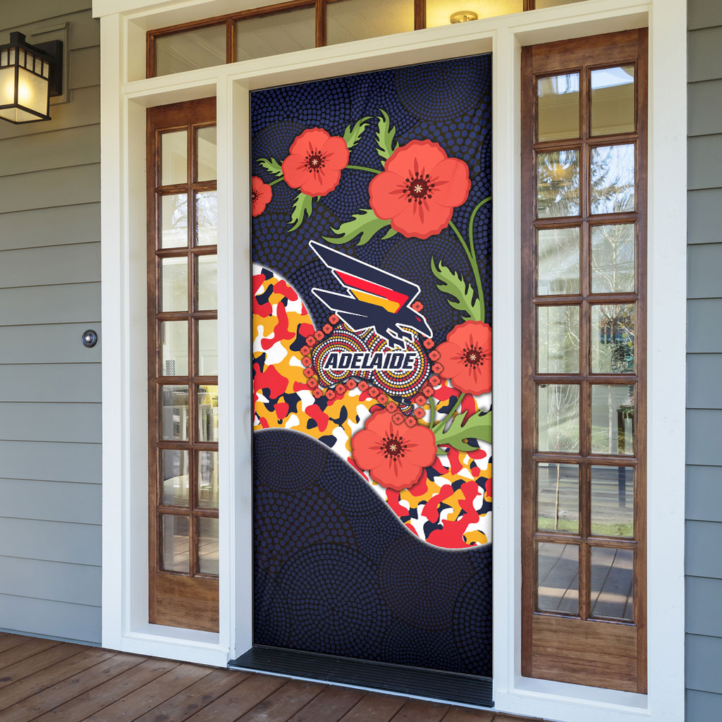 Adelaide Crows ANZAC Day Tribute Door Cover Indigenous Dot Art Poppy Remembrance Football Warrior