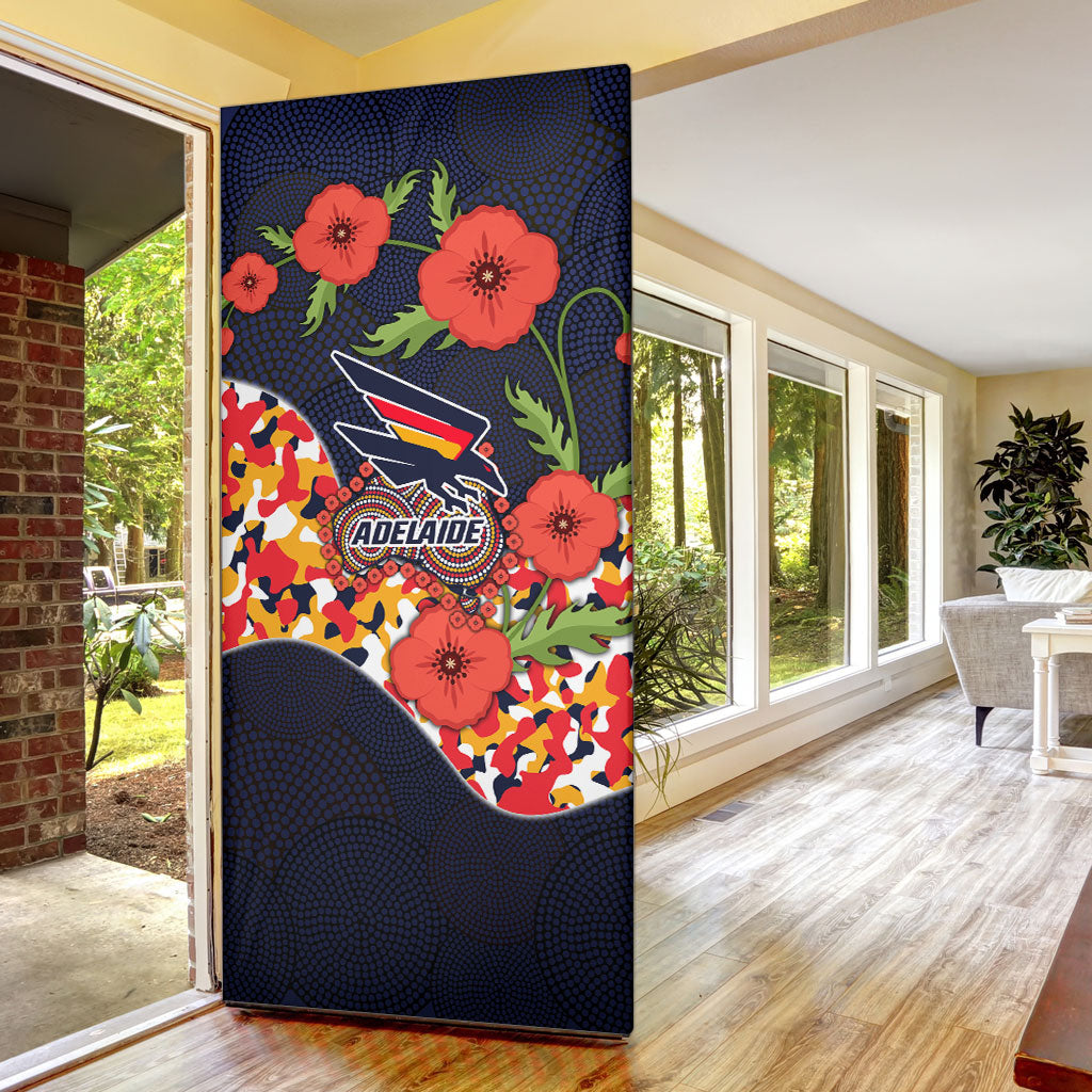 Adelaide Crows ANZAC Day Tribute Door Cover Indigenous Dot Art Poppy Remembrance Football Warrior