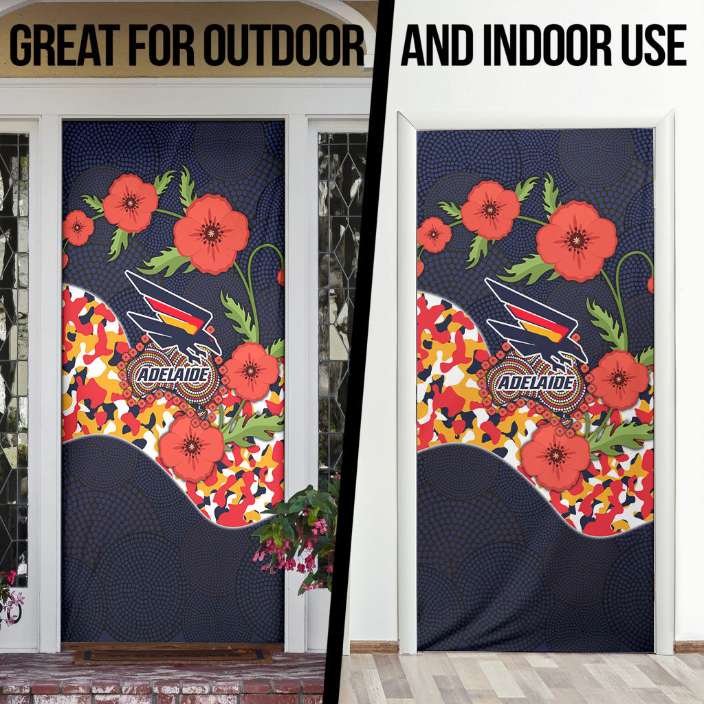 Adelaide Crows ANZAC Day Tribute Door Cover Indigenous Dot Art Poppy Remembrance Football Warrior