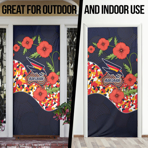 Adelaide Crows ANZAC Day Tribute Door Cover Indigenous Dot Art Poppy Remembrance Football Warrior