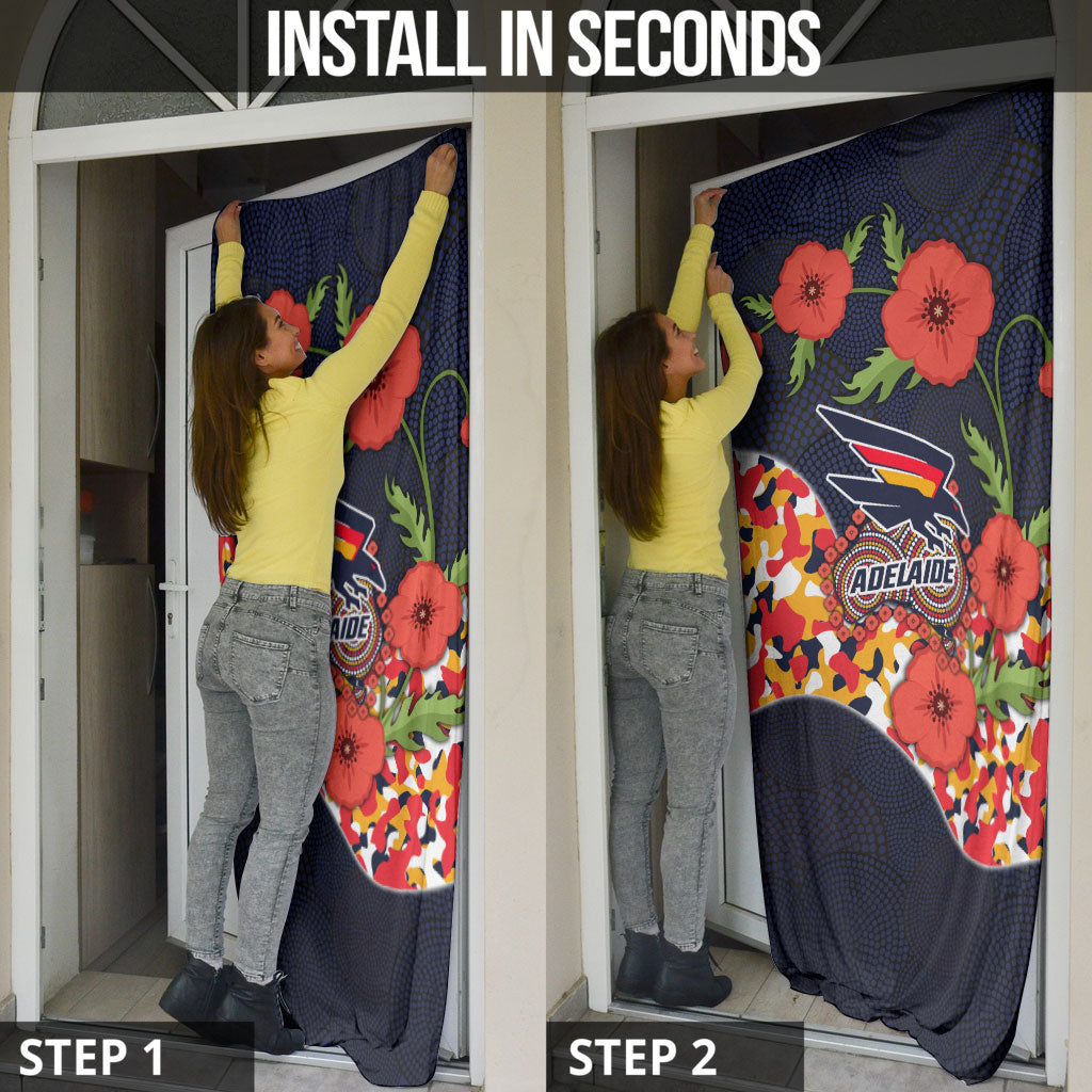 Adelaide Crows ANZAC Day Tribute Door Cover Indigenous Dot Art Poppy Remembrance Football Warrior