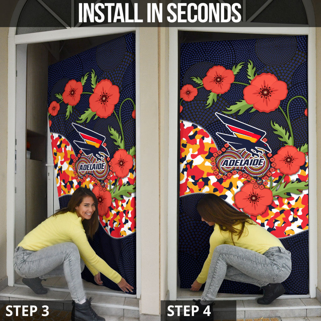 Adelaide Crows ANZAC Day Tribute Door Cover Indigenous Dot Art Poppy Remembrance Football Warrior