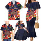 Adelaide Crows ANZAC Day Tribute Family Matching Mermaid Dress and Hawaiian Shirt Indigenous Dot Art Poppy Remembrance Football Warrior