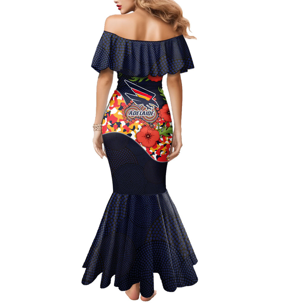 Adelaide Crows ANZAC Day Tribute Family Matching Mermaid Dress and Hawaiian Shirt Indigenous Dot Art Poppy Remembrance Football Warrior