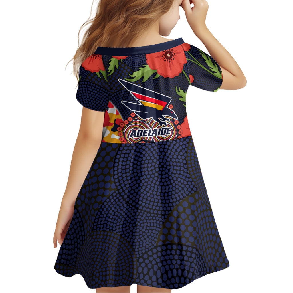 Adelaide Crows ANZAC Day Tribute Family Matching Off Shoulder Maxi Dress and Hawaiian Shirt Indigenous Dot Art Poppy Remembrance Football Warrior