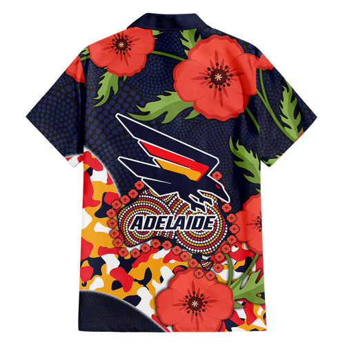 Adelaide Crows ANZAC Day Tribute Family Matching Off Shoulder Maxi Dress and Hawaiian Shirt Indigenous Dot Art Poppy Remembrance Football Warrior