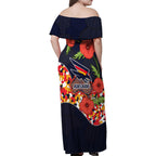 Adelaide Crows ANZAC Day Tribute Family Matching Off Shoulder Maxi Dress and Hawaiian Shirt Indigenous Dot Art Poppy Remembrance Football Warrior