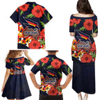 Adelaide Crows ANZAC Day Tribute Family Matching Puletasi and Hawaiian Shirt Indigenous Dot Art Poppy Remembrance Football Warrior