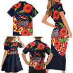 Adelaide Crows ANZAC Day Tribute Family Matching Short Sleeve Bodycon Dress and Hawaiian Shirt Indigenous Dot Art Poppy Remembrance Football Warrior